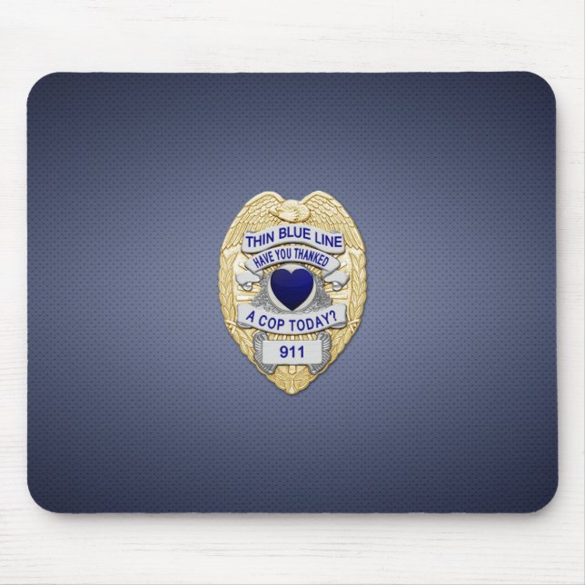 Thin Blue Line Badge Mouse Mat (Front)