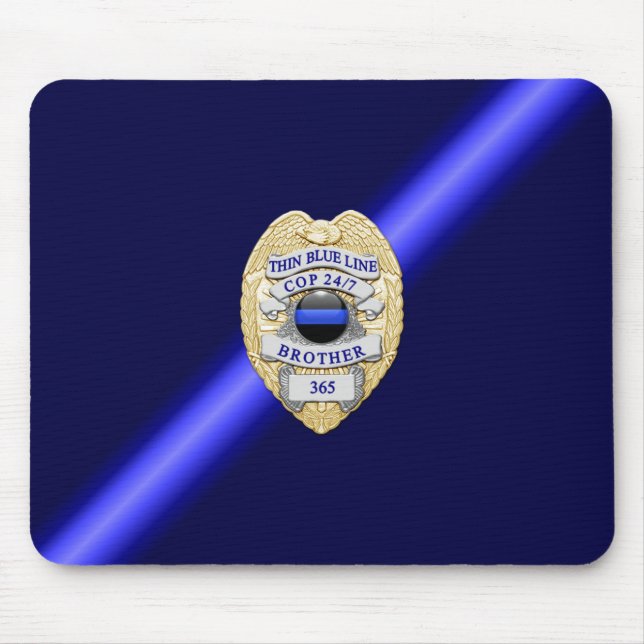Thin Blue Line Badge Mouse Mat (Front)