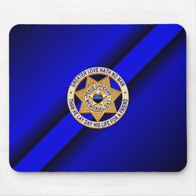 Thin Blue Line Badge Mouse Mat (Front)