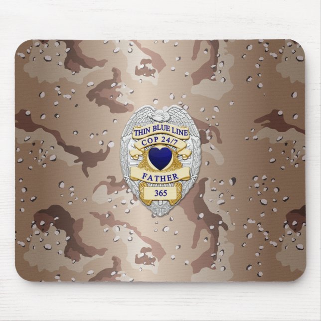 Thin Blue Line Badge Mouse Mat (Front)