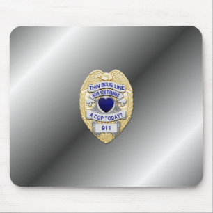 Thin Blue Line Badge Mouse Mat