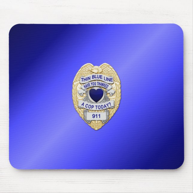 Thin Blue Line Badge Mouse Mat (Front)