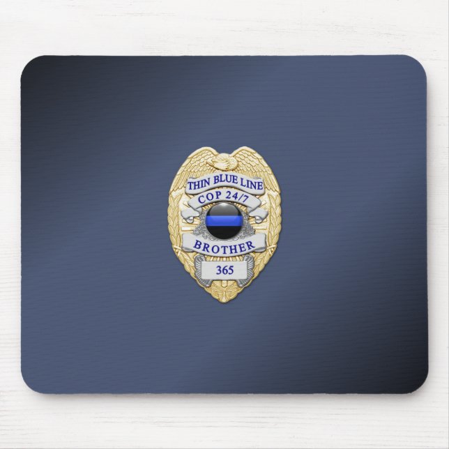 Thin Blue Line Badge Mouse Mat (Front)