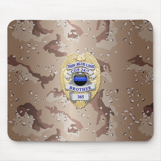 Thin Blue Line Badge Mouse Mat (Front)