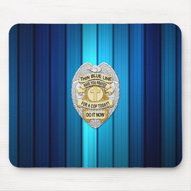 Thin Blue Line Badge Mouse Mat (Front)