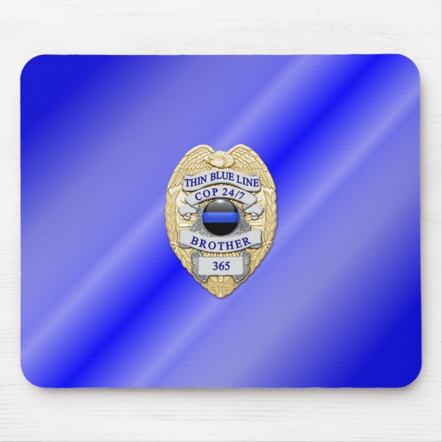 Thin Blue Line Badge Mouse Mat (Front)