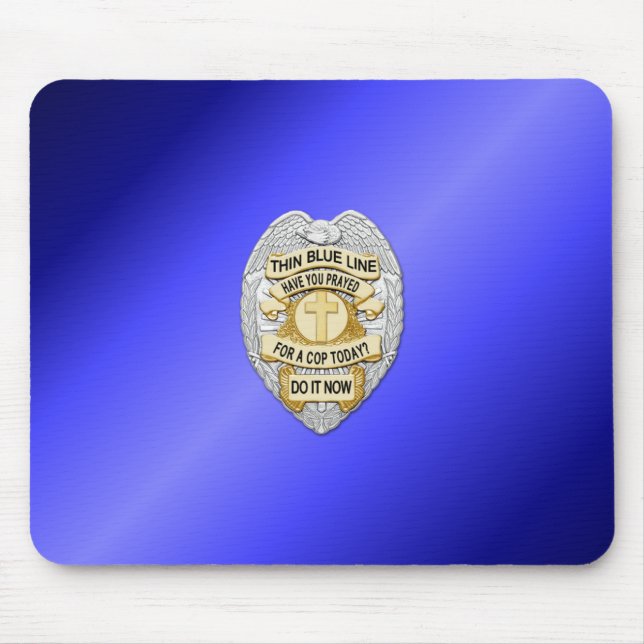Thin Blue Line Badge Mouse Mat (Front)