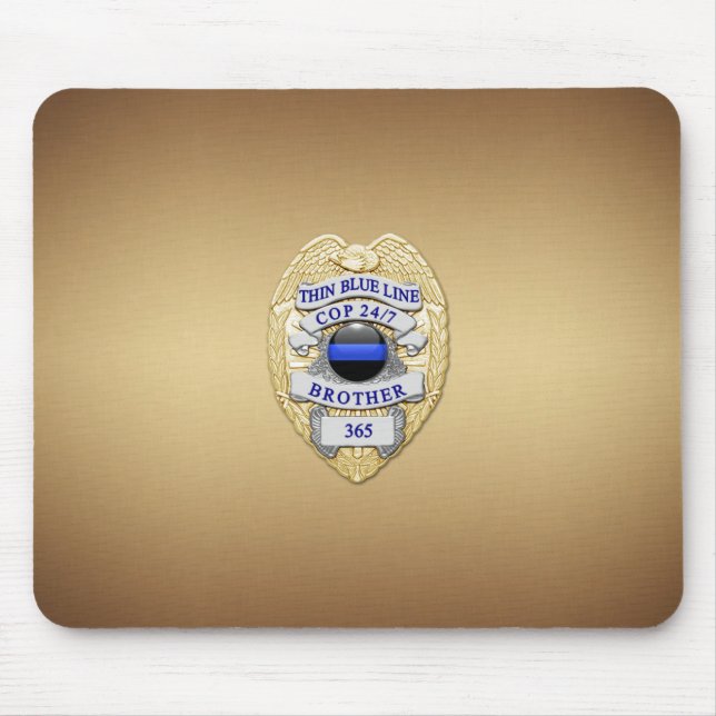 Thin Blue Line Badge Mouse Mat (Front)