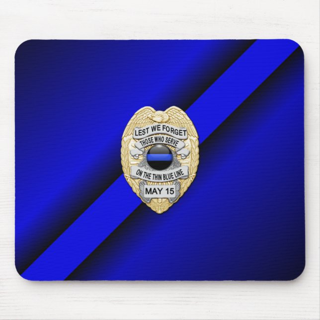 Thin Blue Line Badge Mouse Mat (Front)