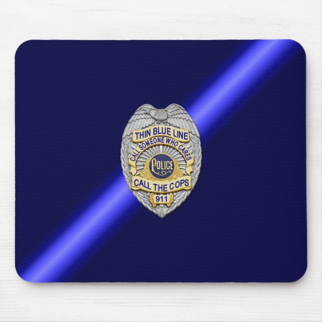 Thin Blue Line Badge Mouse Mat (Front)