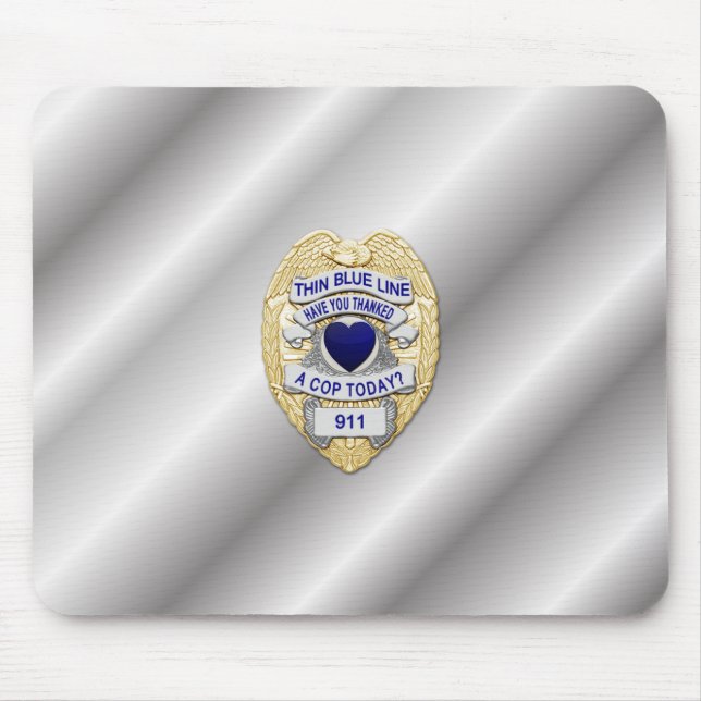 Thin Blue Line Badge Mouse Mat (Front)