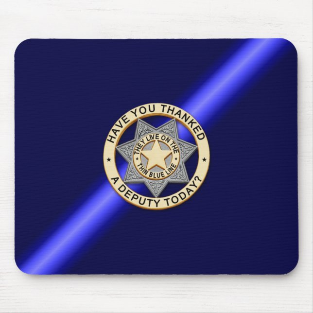 Thin Blue Line Badge Mouse Mat (Front)