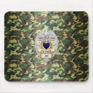Thin Blue Line Badge Mouse Mat