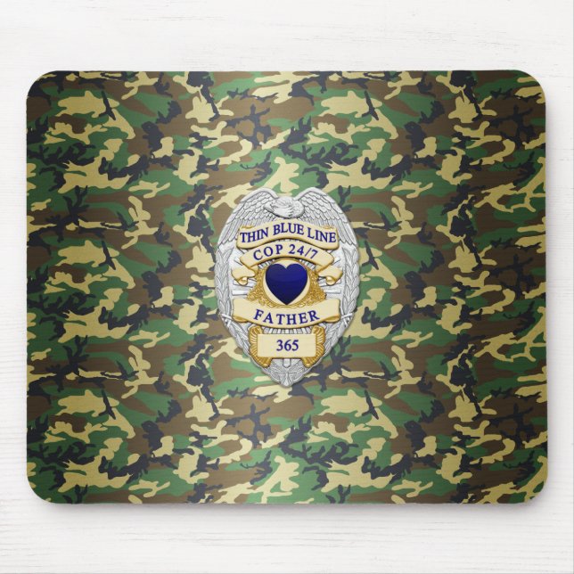 Thin Blue Line Badge Mouse Mat (Front)