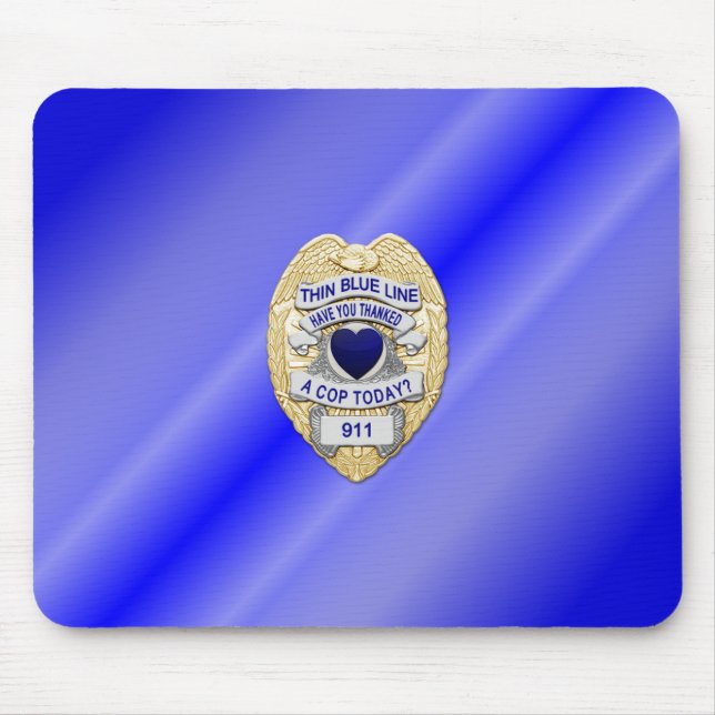 Thin Blue Line Badge Mouse Mat (Front)