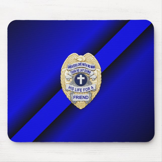Thin Blue Line Badge Mouse Mat (Front)