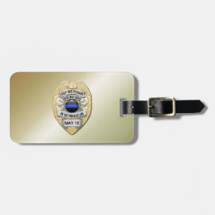 Thin Blue Line Badge with Button on Reverse Luggage Tag