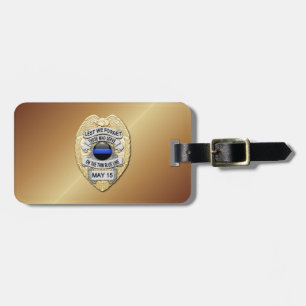 Thin Blue Line Badge with Button on Reverse Luggage Tag