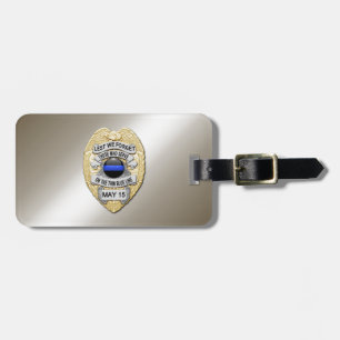 Thin Blue Line Badge with Button on Reverse Luggage Tag