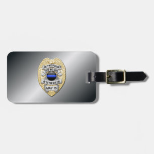 Thin Blue Line Badge with Button on Reverse Luggage Tag