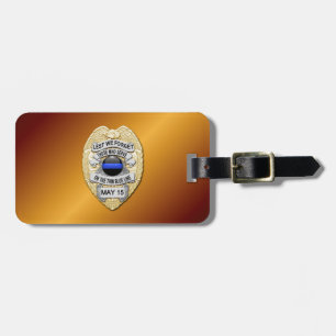 Thin Blue Line Badge with Button on Reverse Luggage Tag