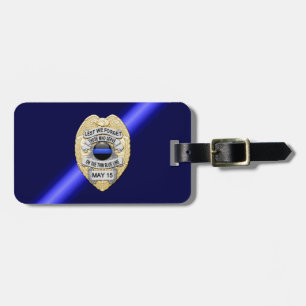 Thin Blue Line Badge with Button on Reverse Luggage Tag