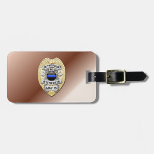 Thin Blue Line Badge with Button on Reverse Luggage Tag