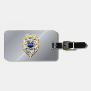 Thin Blue Line Badge with Button on Reverse Luggage Tag
