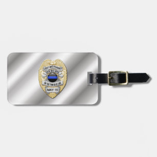 Thin Blue Line Badge with Button on Reverse Luggage Tag