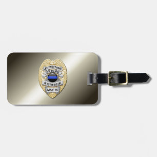 Thin Blue Line Badge with Button on Reverse Luggage Tag