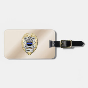 Thin Blue Line Badge with Button on Reverse Luggage Tag