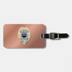 Thin Blue Line Badge with Button on Reverse Luggage Tag