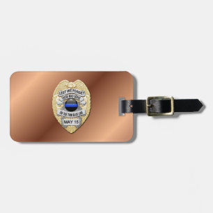 Thin Blue Line Badge with Button on Reverse Luggage Tag