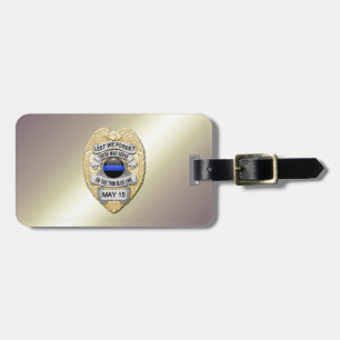Thin Blue Line Badge with Button on Reverse Luggage Tag