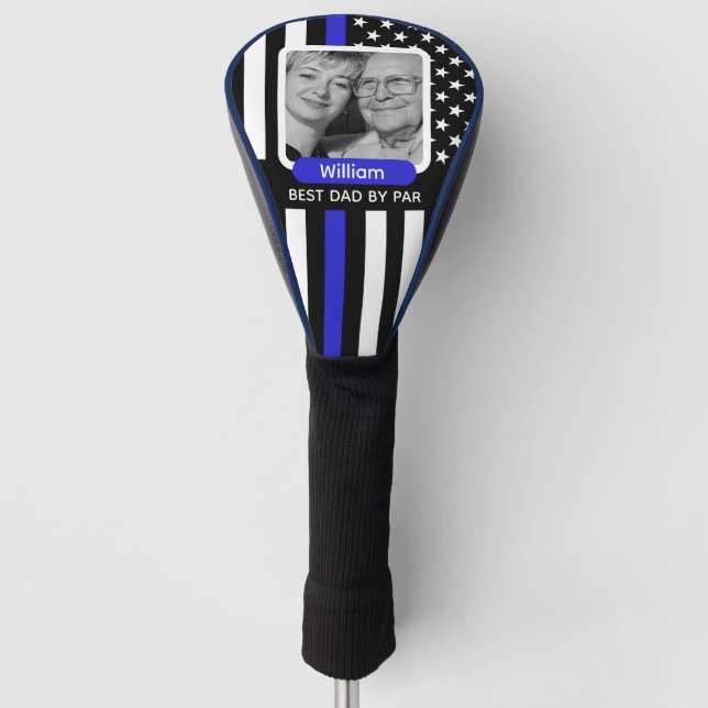 Thin Blue Line, Best Dad, Photo, Monogram, Flag Golf Head Cover (Front)