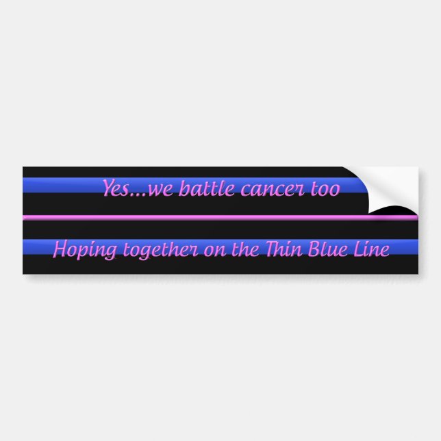 Thin Blue Line - Breast Cancer Bumper Sticker (Front)