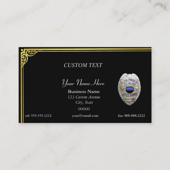 Thin Blue Line Brothers Keeper Badge Business Card (Front)
