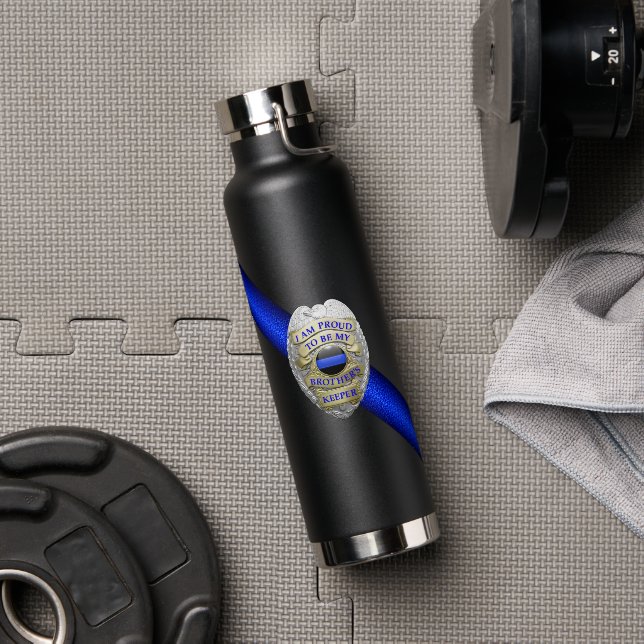 Thin Blue Line Brothers Keeper Badge Water Bottle (Gym)