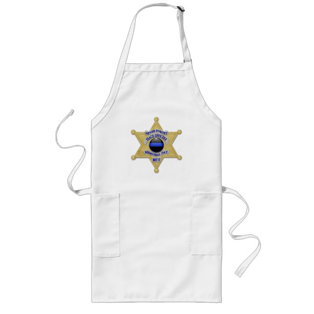Thin Blue Line Button and Deputy Sheriff Star Long Apron (Front)