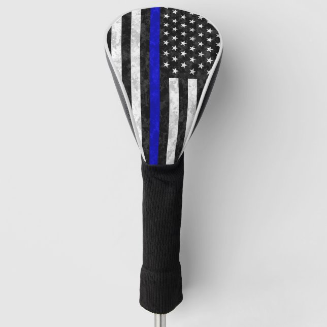 Thin Blue Line Camo Flag Golf Head Cover (Front)