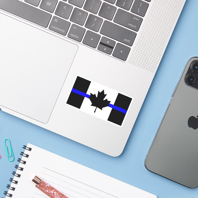 Thin blue line - Canada version (Laptop w/ iPhone)
