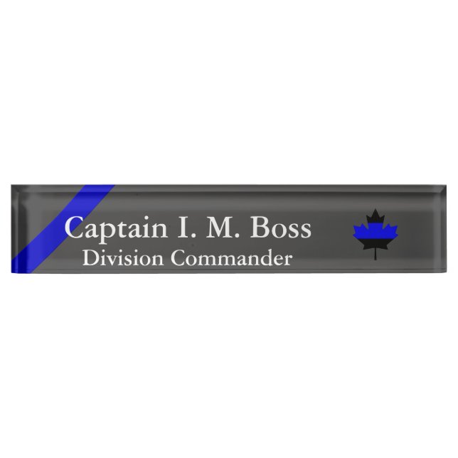 Thin Blue Line Canadian Maple Leaf Desk Name Plate (Front)