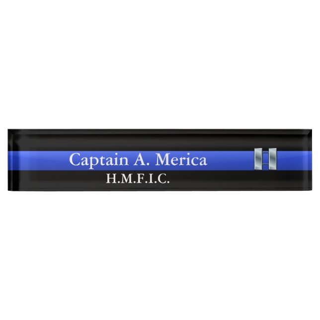 Thin Blue Line - Captain Bars Rank Nameplate (Front)
