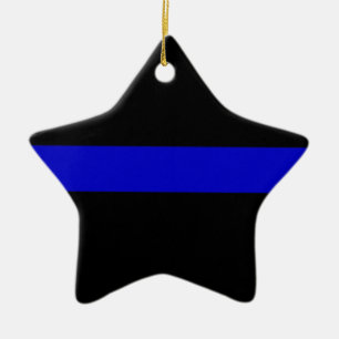 Thin Blue Line Ceramic Tree Decoration