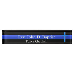 Thin Blue Line - Chaplain Cross Nameplate