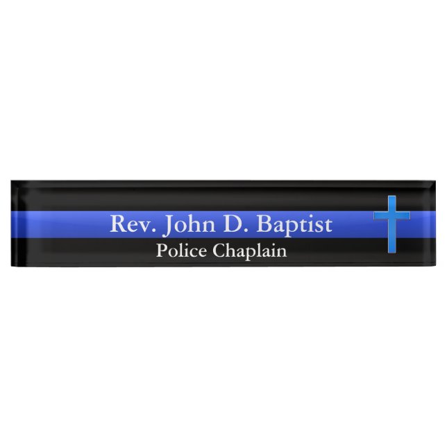 Thin Blue Line - Chaplain Cross Nameplate (Front)