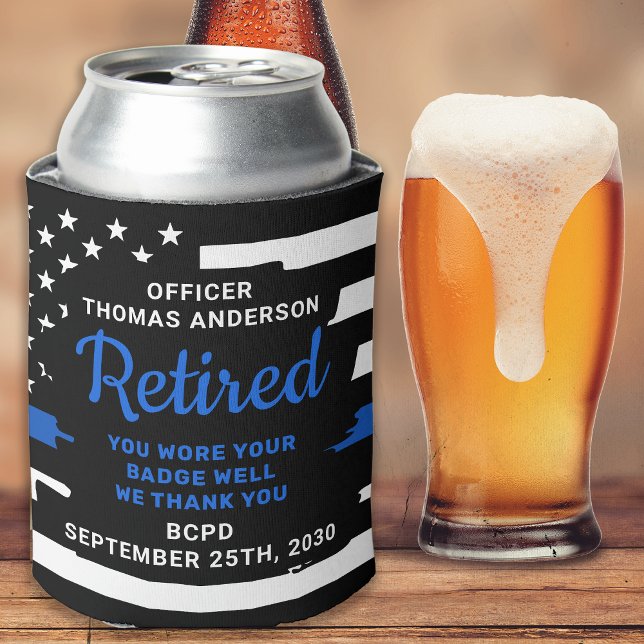 Thin Blue Line Cheers And Beers Police Retirement Can Cooler (Creator Uploaded)