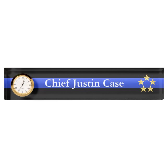 Thin Blue Line - Chief 5 Stars Rank Nameplate (Front)