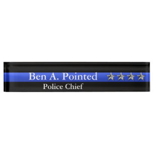 Thin Blue Line - Chief Four Stars Rank Nameplate