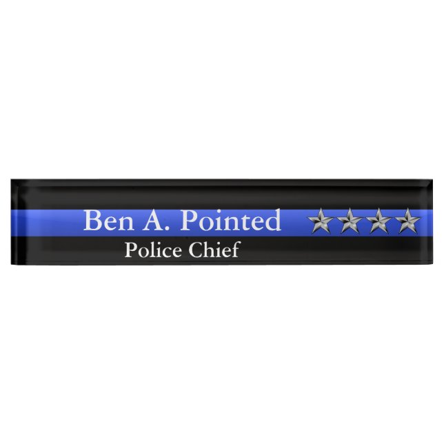 Thin Blue Line - Chief Four Stars Rank Nameplate (Front)